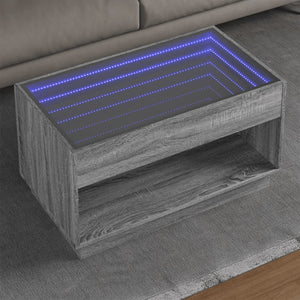 vidaXL Table basse avec LED Infinity Gris Sonoma 90x50x50 cm