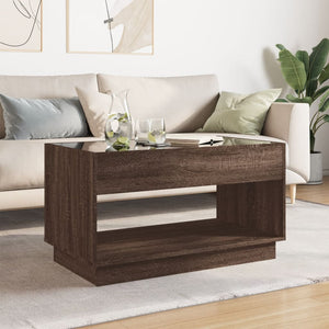 vidaXL Coffee Table with Infinity LED Brown Oak-Look 90x50x50 cm