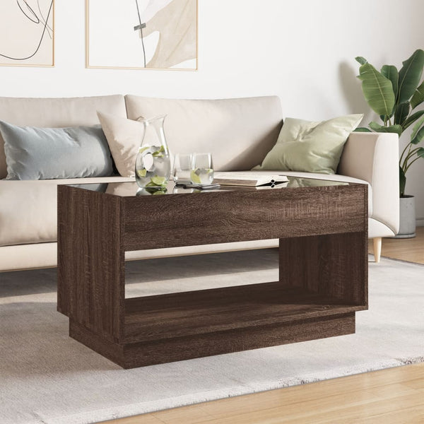 vidaXL Coffee Table with Infinity LED Brown Oak-Look 90x50x50 cm
