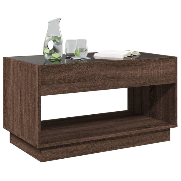 vidaXL Coffee Table with Infinity LED Brown Oak-Look 90x50x50 cm
