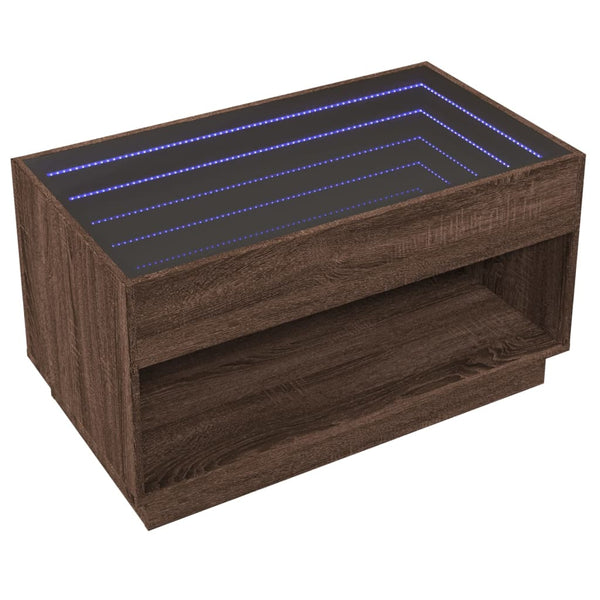 vidaXL Coffee Table with Infinity LED Brown Oak-Look 90x50x50 cm