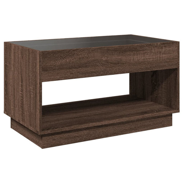 vidaXL Coffee Table with Infinity LED Brown Oak-Look 90x50x50 cm