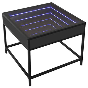 vidaXL Table basse avec LED Infinity Noir 50x50x41 cm