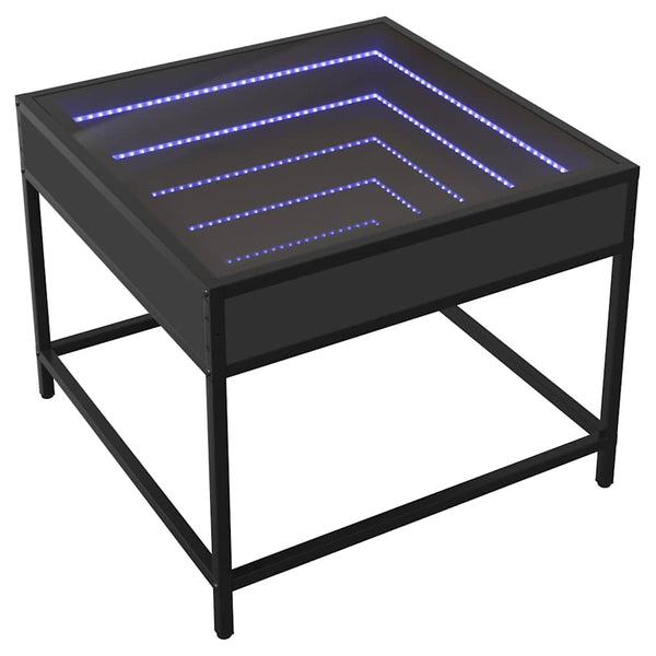 vidaXL Table basse avec LED Infinity Noir 50x50x41 cm