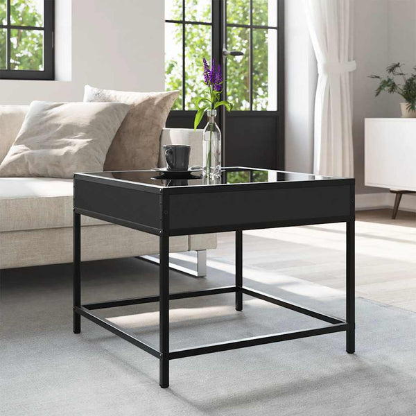 vidaXL Table basse avec LED Infinity Noir 50x50x41 cm