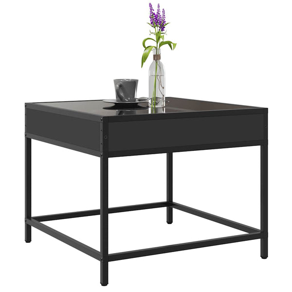vidaXL Table basse avec LED Infinity Noir 50x50x41 cm