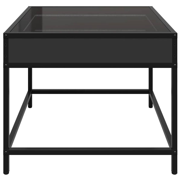 vidaXL Table basse avec LED Infinity Noir 50x50x41 cm