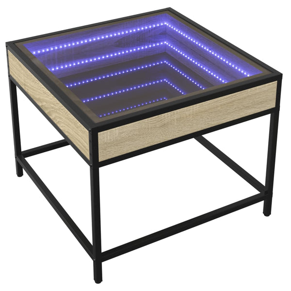 vidaXL Table basse avec LED infini Chêne Sonoma 50x50x41 cm