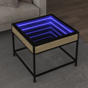 vidaXL Table basse avec LED infini Chêne Sonoma 50x50x41 cm