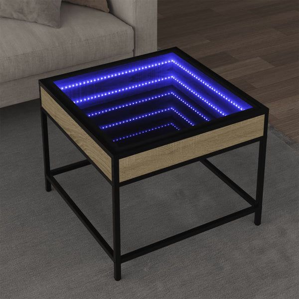 vidaXL Table basse avec LED infini Chêne Sonoma 50x50x41 cm