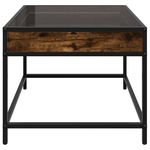 vidaXL Coffee Table with Infinity LED Smoked Oak 50x50x41 cm