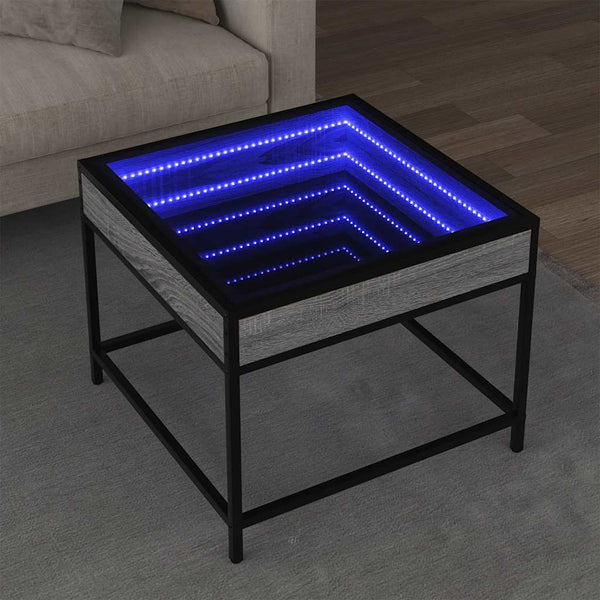 vidaXL Table basse avec LED Infinity gris Sonoma 50x50x41 cm