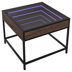 vidaXL Table basse avec LED Infinity aspect chêne marron 50x50x41 cm