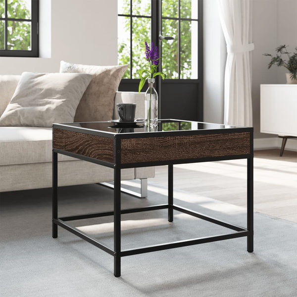 vidaXL Table basse avec LED Infinity aspect chêne marron 50x50x41 cm
