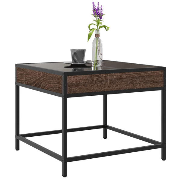 vidaXL Table basse avec LED Infinity aspect chêne marron 50x50x41 cm
