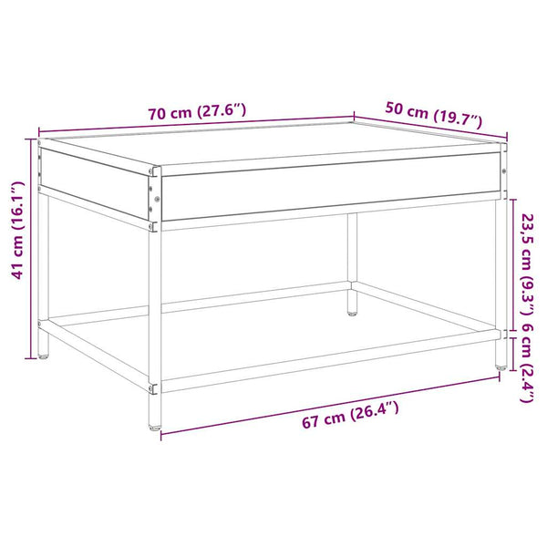 LED Couchtisch Schwarz 70x50 cm