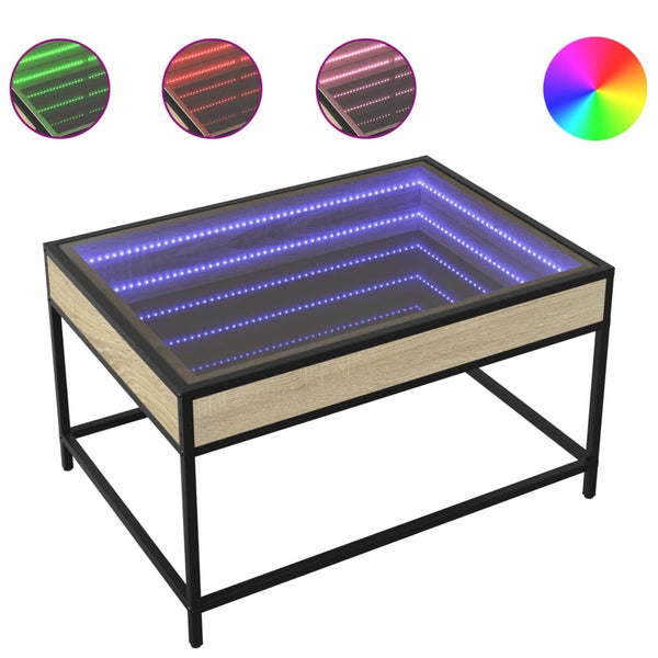 Table basse vidaXL avec LED Infinity chêne Sonoma 70x50x41 cm