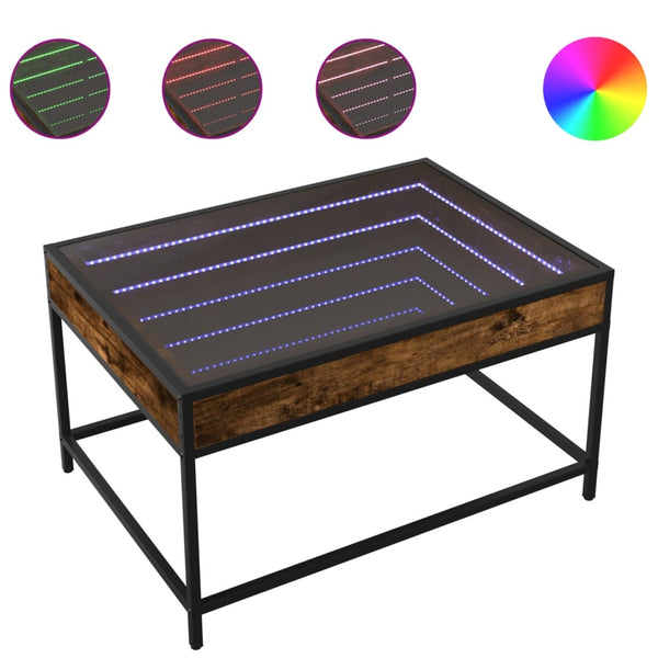 vidaXL Table basse avec LED Infinity chêne fumé 70x50x41 cm