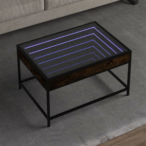 vidaXL Table basse avec LED Infinity chêne fumé 70x50x41 cm