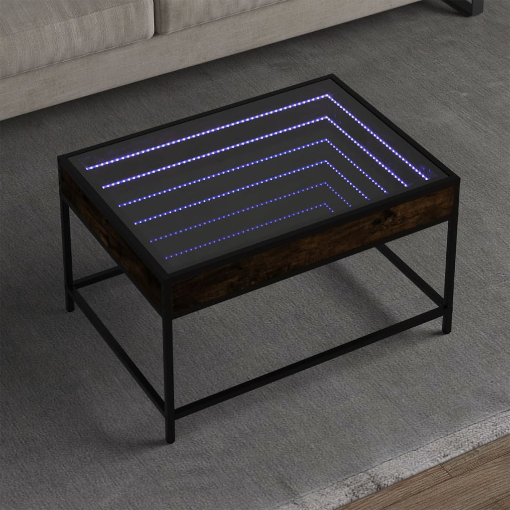vidaXL Table basse avec LED Infinity chêne fumé 70x50x41 cm
