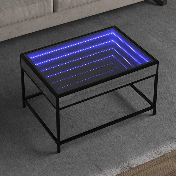 vidaXL Table basse avec LED Infinity gris sonoma 70x50x41 cm