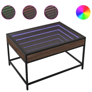 vidaXL Table basse avec LED Infinity aspect chêne marron 70x50x41 cm