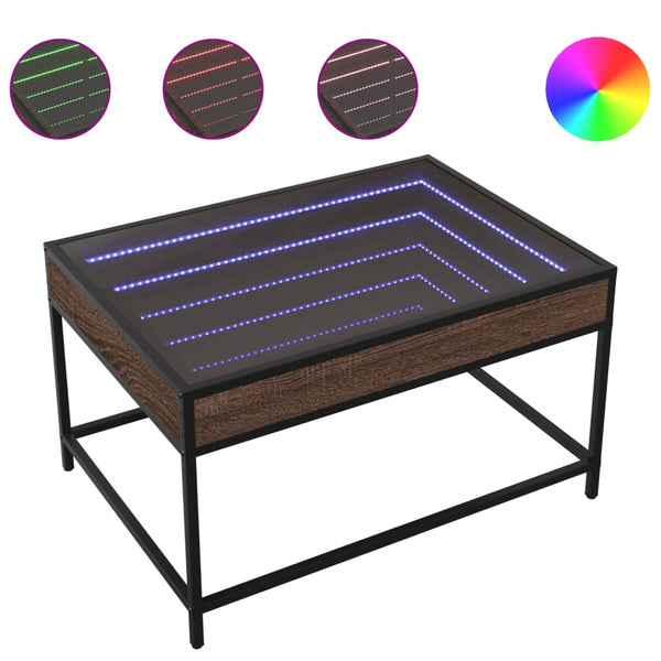 vidaXL Table basse avec LED Infinity aspect chêne marron 70x50x41 cm
