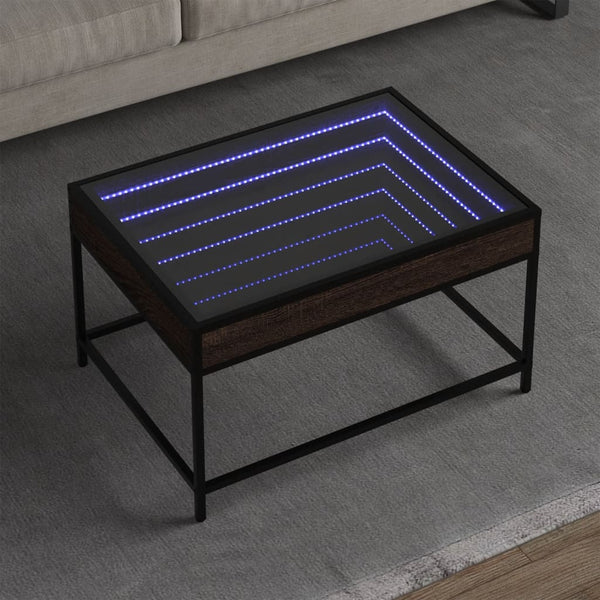 vidaXL Table basse avec LED Infinity aspect chêne marron 70x50x41 cm