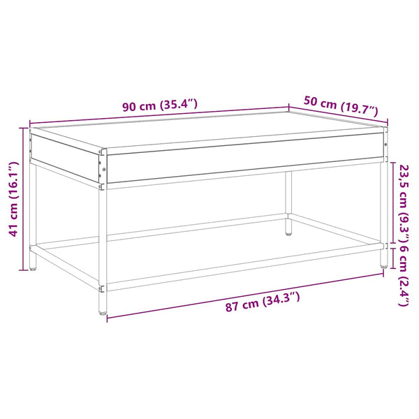 vidaXL Coffee Table with Infinity LED Black 90x50x41 cm