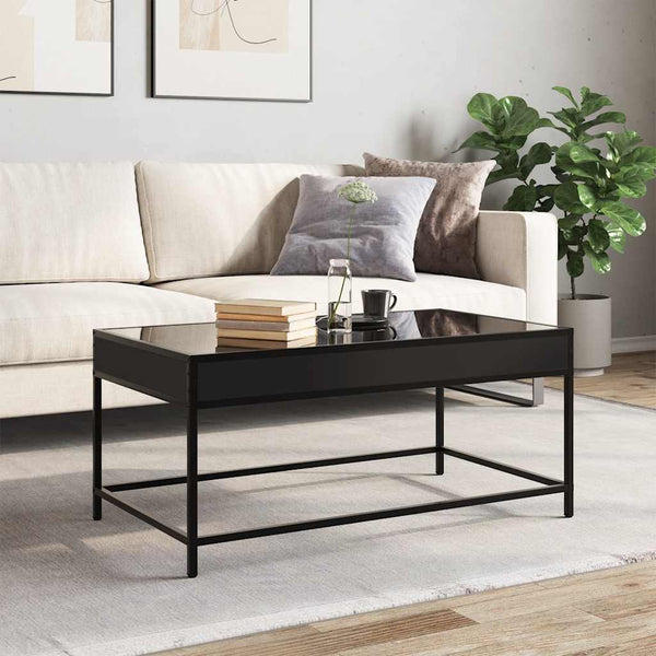 vidaXL Coffee Table with Infinity LED Black 90x50x41 cm