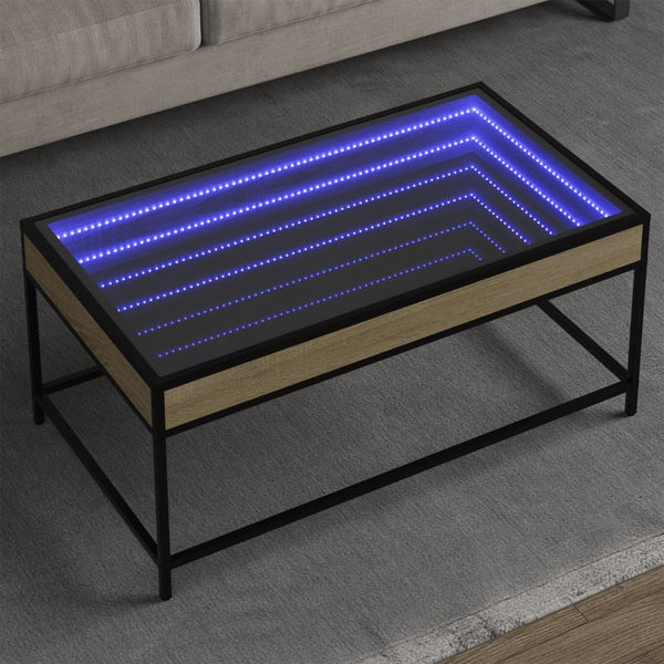 vidaXL Table basse avec LED Infinity chêne Sonoma 90x50x41 cm