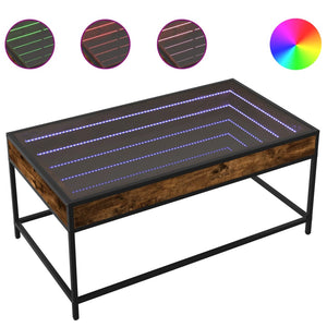 vidaXL Table basse avec LED Infinity chêne fumé 90x50x41 cm