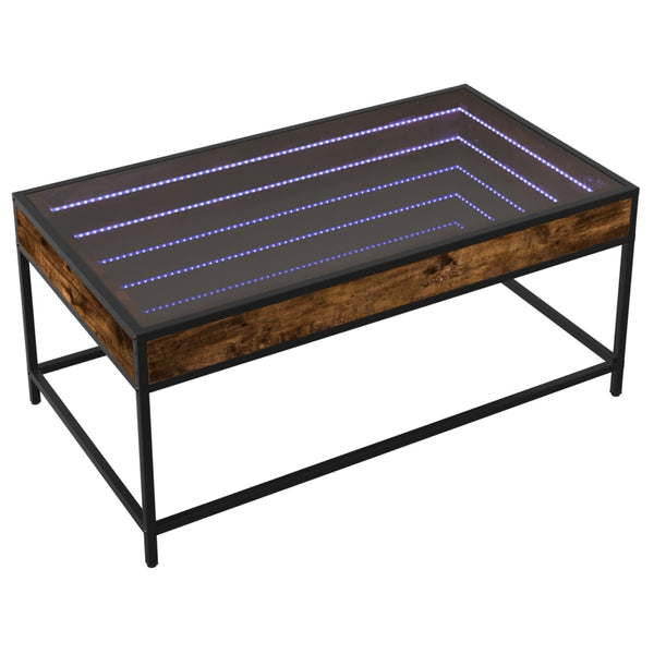 vidaXL Table basse avec LED Infinity chêne fumé 90x50x41 cm
