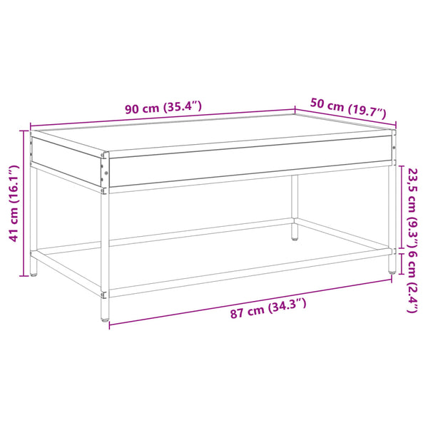 vidaXL Table basse avec LED Infinity chêne fumé 90x50x41 cm