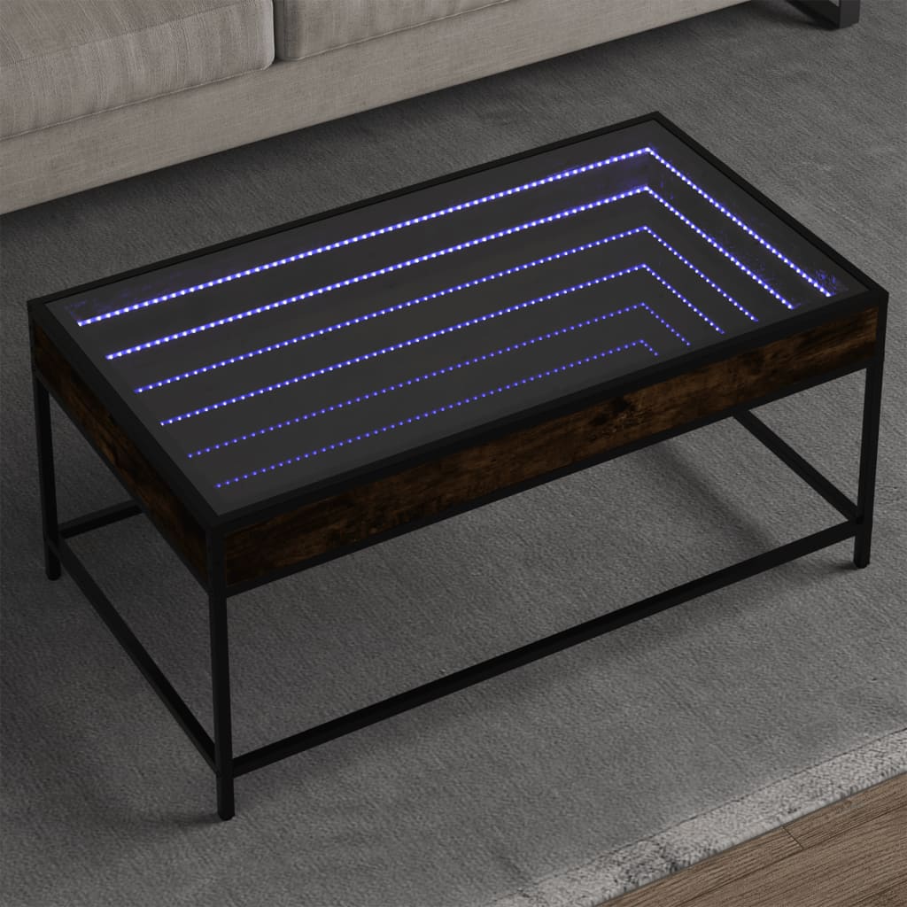 vidaXL Table basse avec LED Infinity chêne fumé 90x50x41 cm