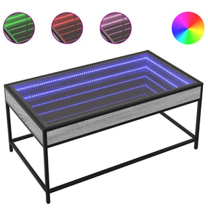 vidaXL Table basse avec LED Infinity Gris Sonoma 90x50x41 cm