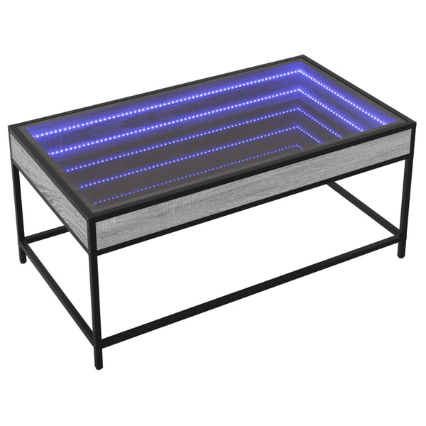 vidaXL Table basse avec LED Infinity Gris Sonoma 90x50x41 cm