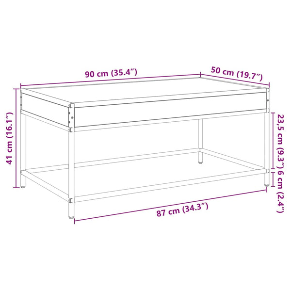 vidaXL Table basse avec LED Infinity Gris Sonoma 90x50x41 cm