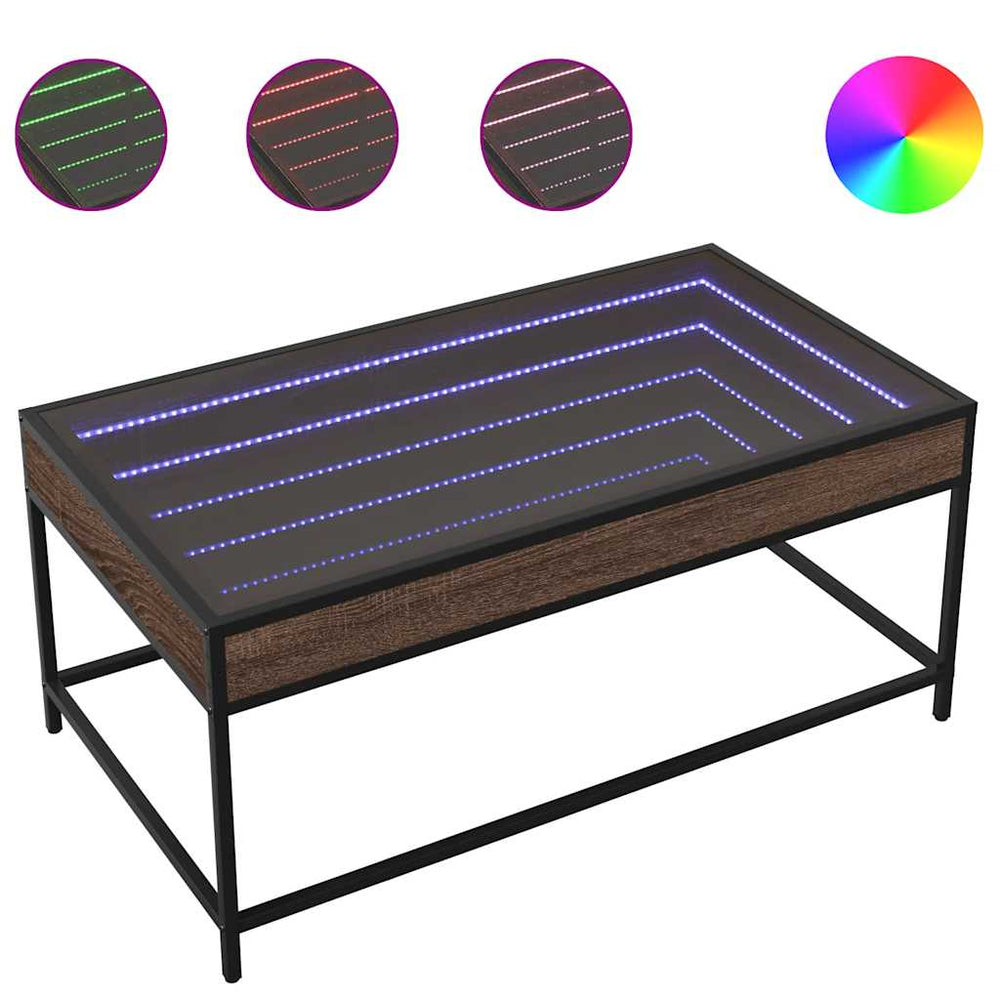 vidaXL Infinity LED Coffee Table Brown Oak Look 90x50x41 cm