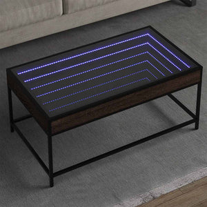 vidaXL Table basse avec LED Infinity aspect chêne marron 90x50x41 cm