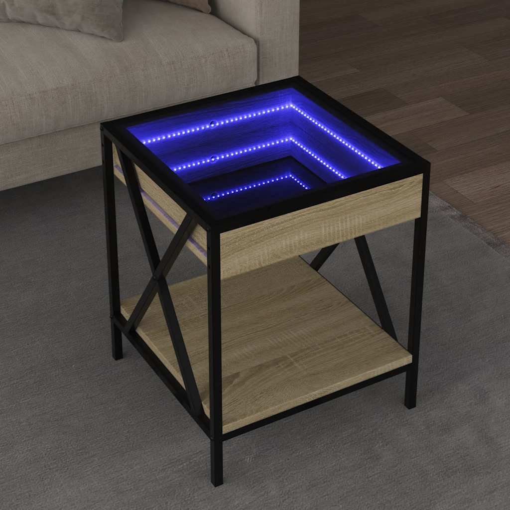 vidaXL Table basse avec LED Infinity Chêne Sonoma 40x40x49 cm
