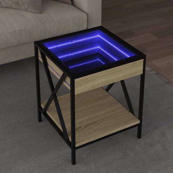 vidaXL Table basse avec LED Infinity Chêne Sonoma 40x40x49 cm