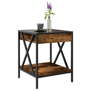 vidaXL Coffee Table with Infinity LED Smoked Oak 40x40x49 cm