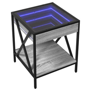 vidaXL Table basse avec LED Infinity gris sonoma 40x40x49 cm