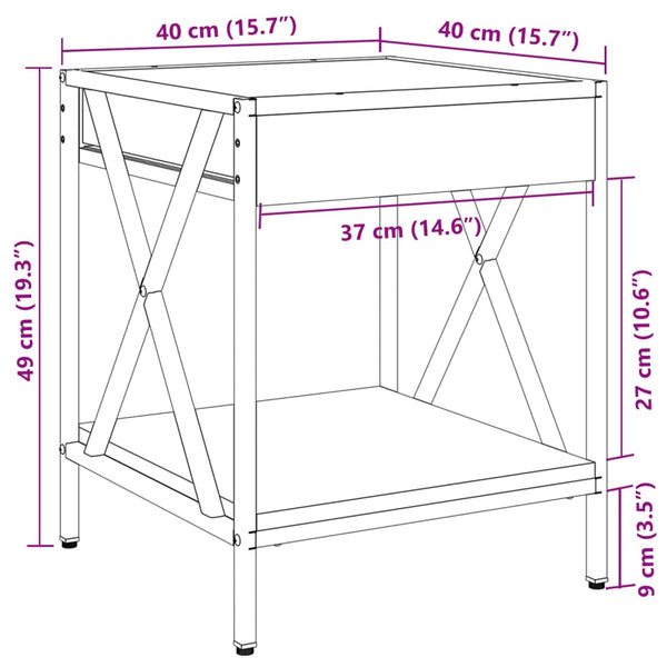 vidaXL Table basse avec LED Infinity gris sonoma 40x40x49 cm