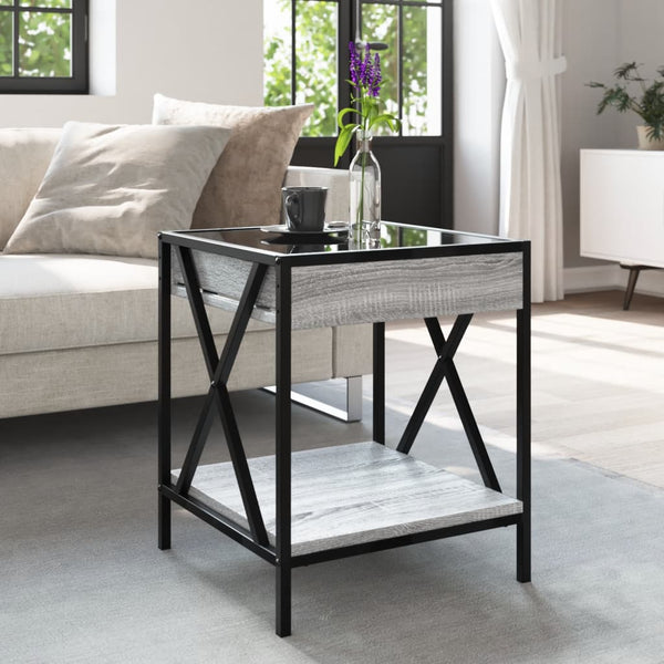 vidaXL Table basse avec LED Infinity gris sonoma 40x40x49 cm