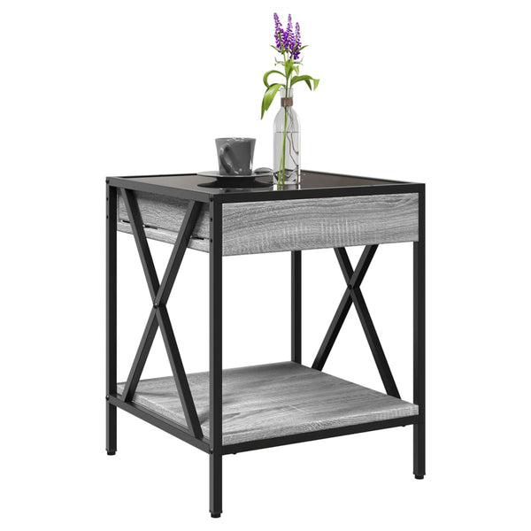 vidaXL Table basse avec LED Infinity gris sonoma 40x40x49 cm