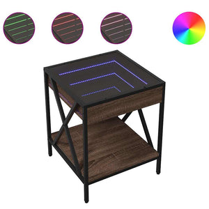 vidaXL Table basse avec LED Infinity aspect chêne marron 40x40x49 cm