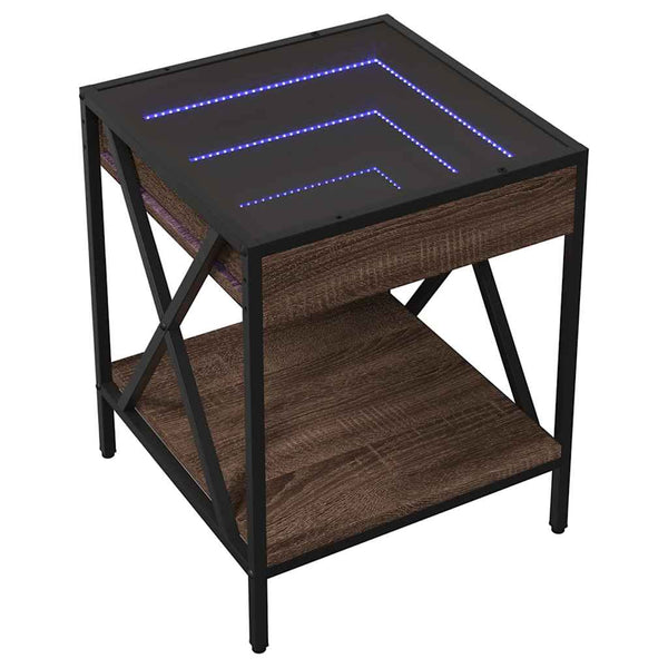 vidaXL Table basse avec LED Infinity aspect chêne marron 40x40x49 cm