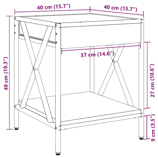 vidaXL Table basse avec LED Infinity aspect chêne marron 40x40x49 cm